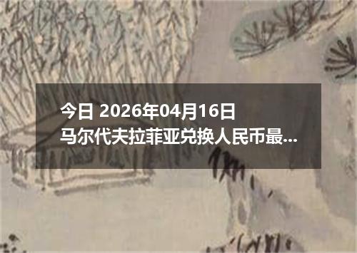 今日 2026年04月16日 马尔代夫拉菲亚兑换人民币最新汇率行情