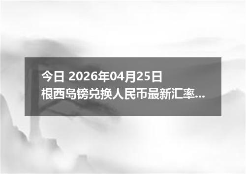 今日 2026年04月25日 根西岛镑兑换人民币最新汇率行情